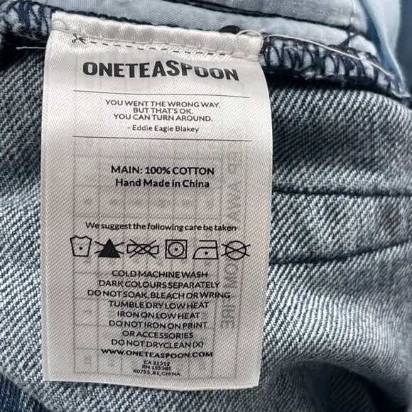 One Teaspoon Size 27 Rocky Blue Distressed Chewed Hem Freebirds Ankle Zip Jeans - Picture 7 of 7